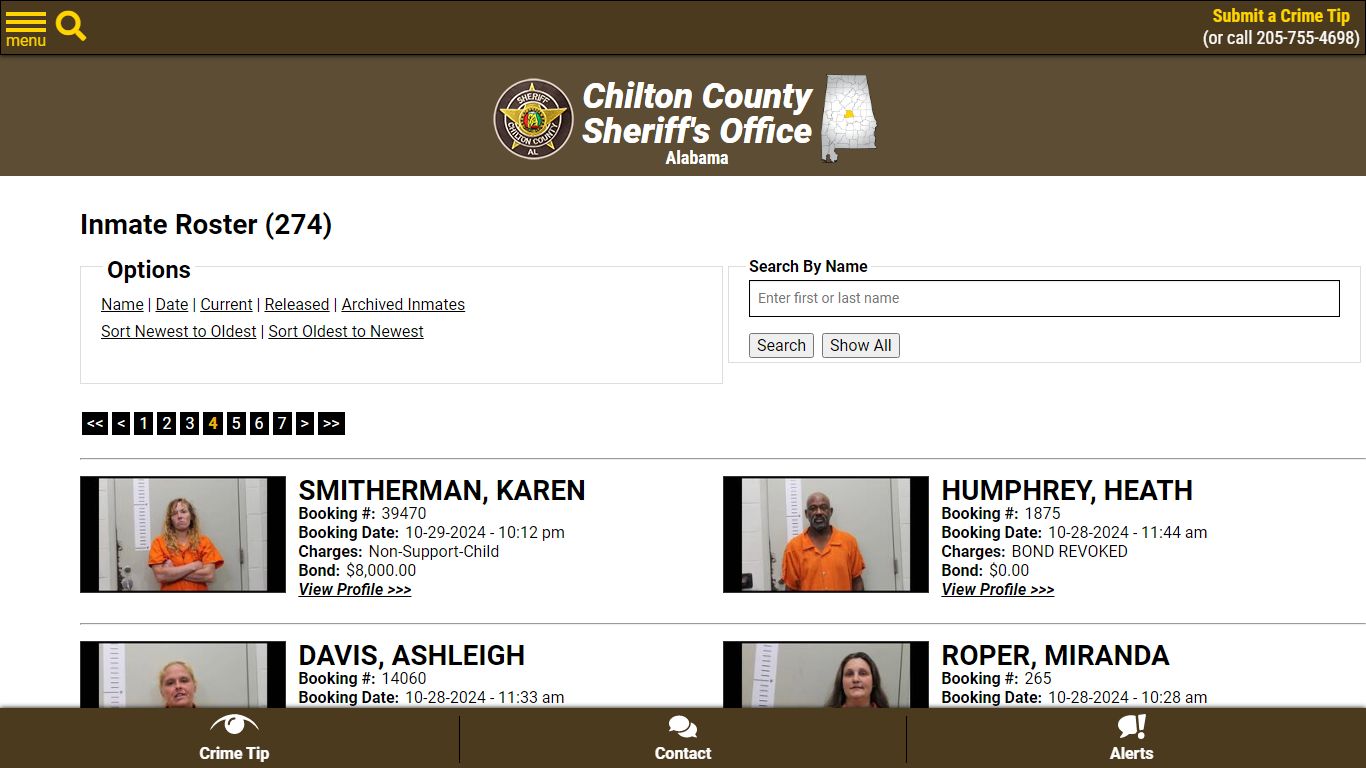 Inmate Roster - Page 4 Current Inmates Booking Date Descending ...