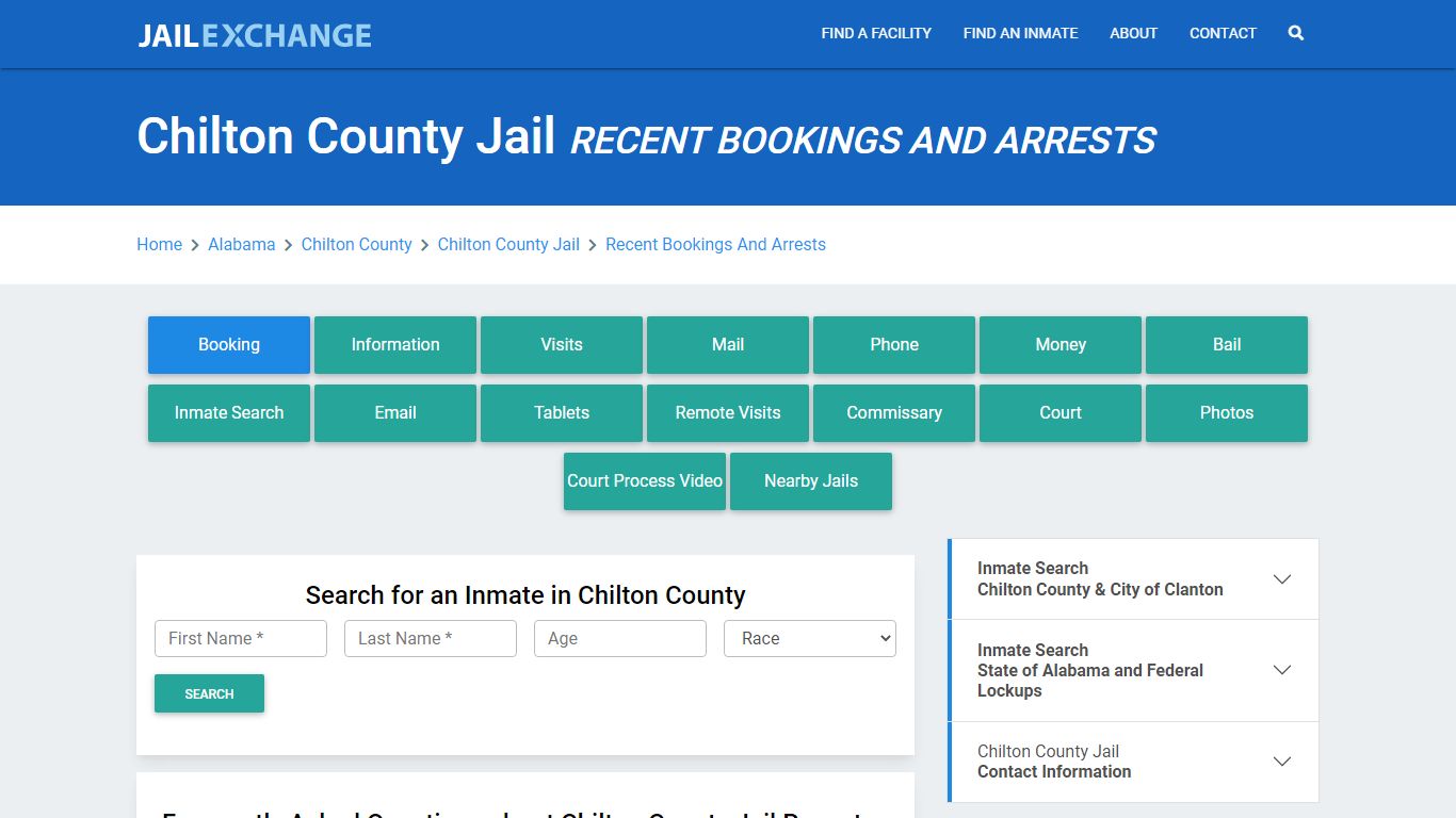 Chilton County Jail Recent Bookings And Arrests - Jail Exchange